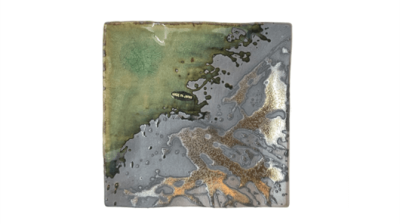 Assiette carrée à glaçure métallique Petite