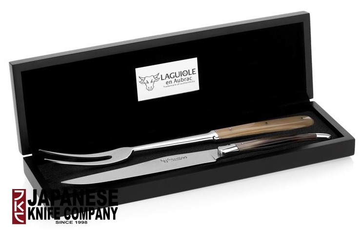 Set à découper en corne solide (couteau et fourchette)