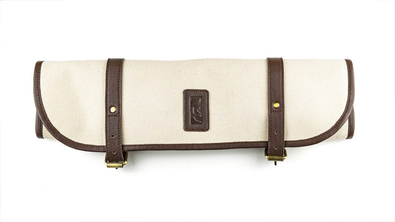 Rouleau à couteaux en toile et cuir (2 tailles)