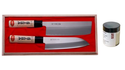 High Carbon Set de 2 couteaux et Pâte à polir