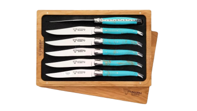 Couteaux à steak Laguiole bleu turquoise Set de 6