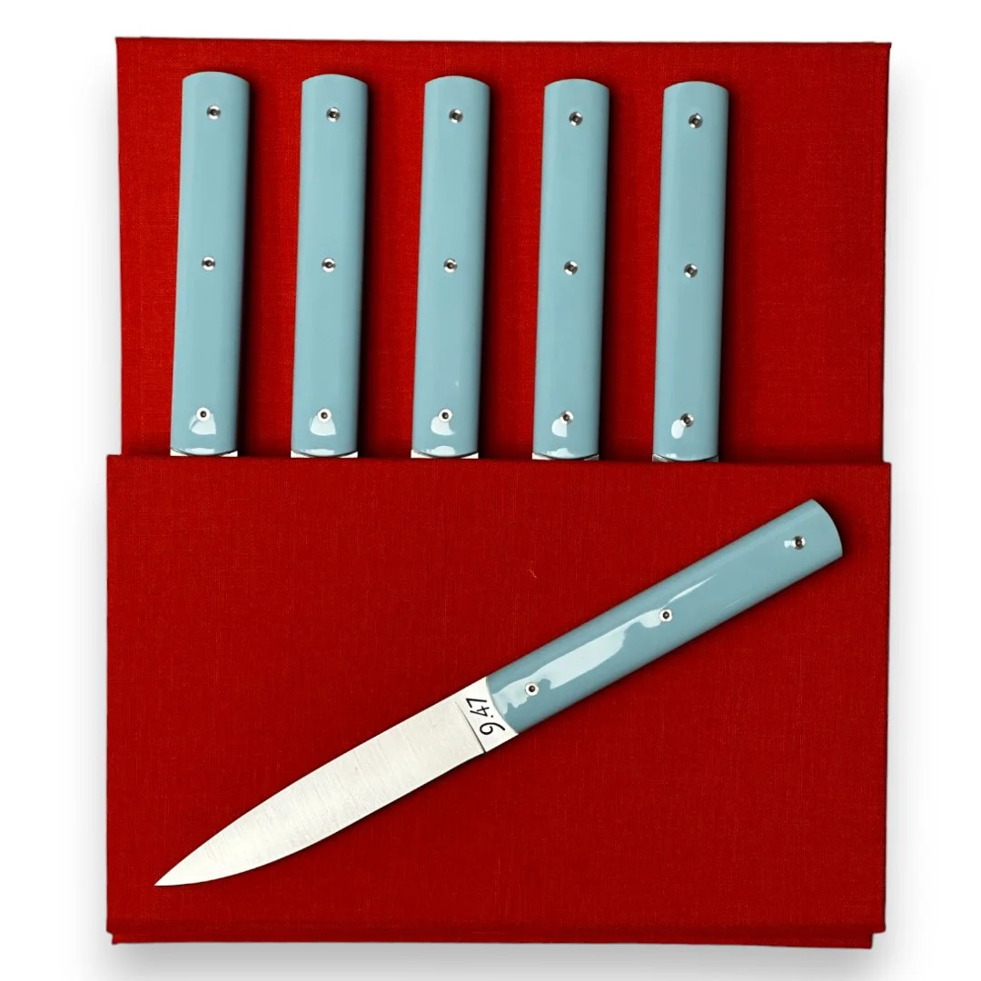 Couteaux à steak PERCEVAL Bleu ciel