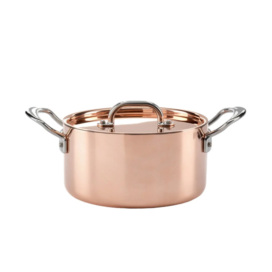 Samuel Groves Casserole en cuivre à induction avec couvercle